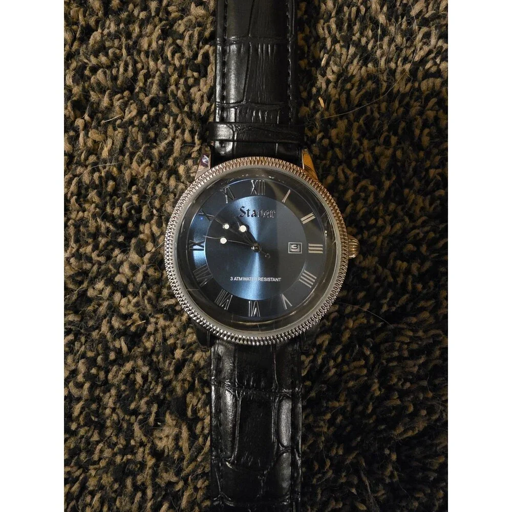 Stauer Men's Urban Blue Watch, Blue Dial with Box, New, needs battery